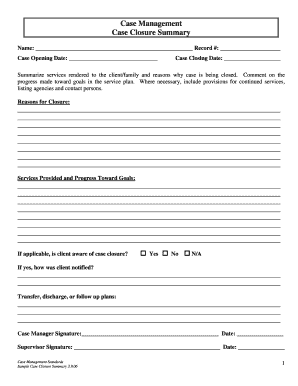 Case Closure Form Health Ny