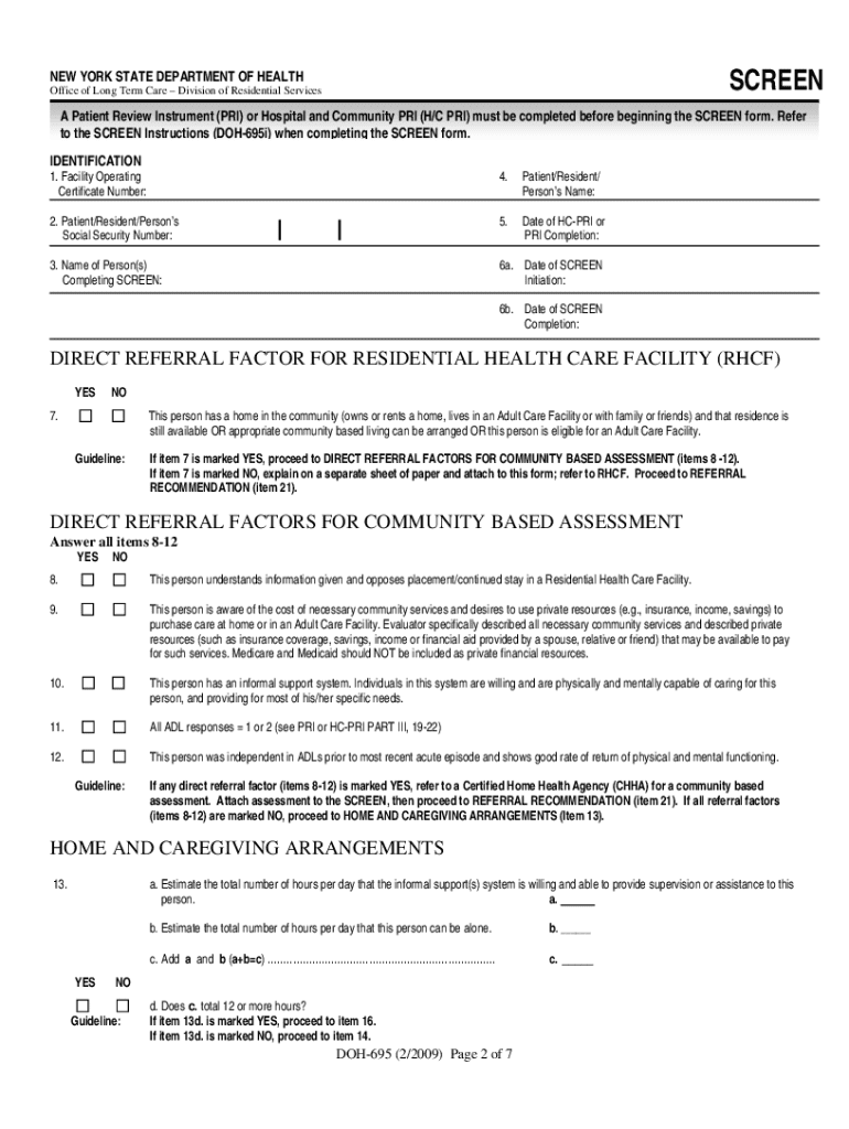  Doh 695 Form 2009-2024