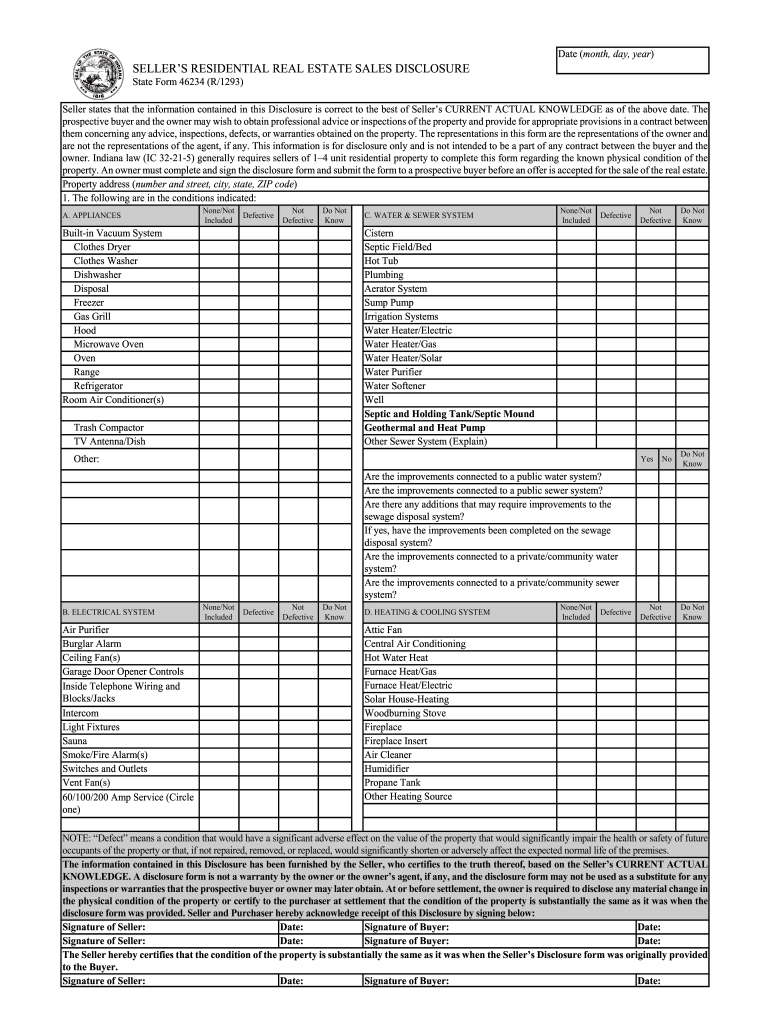 Indiana Sales Disclosure Form