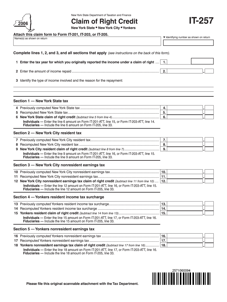  Ny it 257 Instructions  Form 2006