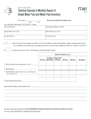 Form FT 941612Terminal Operator&#039;s Monthly Report of Diesel Tax Ny