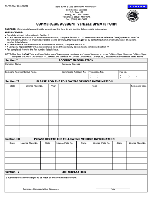 COMMERCIAL ACCOUNT VEHICLE UPDATE FORM Thruway Ny