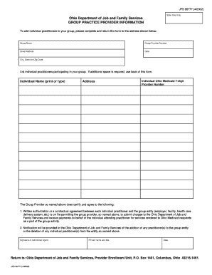 Ohio Job Family Services Form