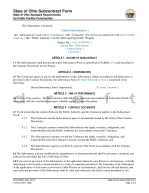 State of Ohio Subcontract Form