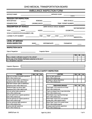 Ambulance Inventory Checklist  Form