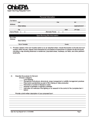 Open Burning Request Form Ohio EPA Epa Ohio