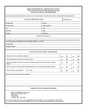 Ohio Epa Negative Survey for Tri Fillable  Form