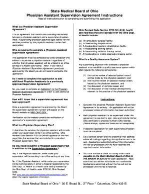 Ohio Physician Assistant Supervision Agreement  Form