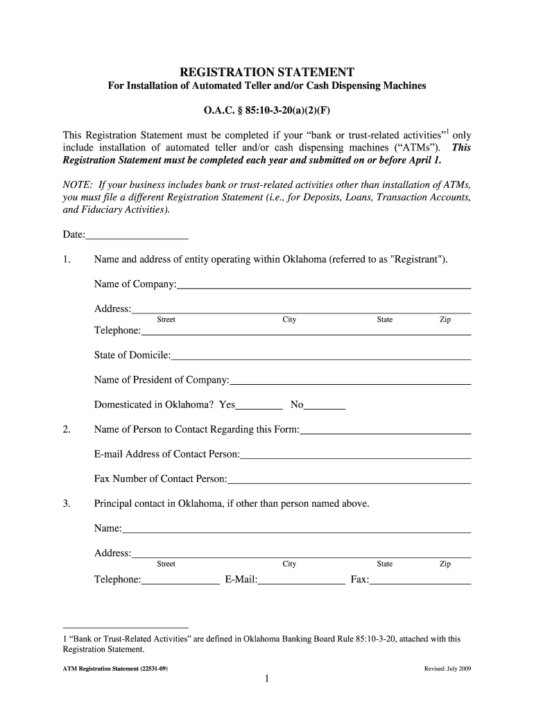  Oklahoma Atm Registration 2009-2024