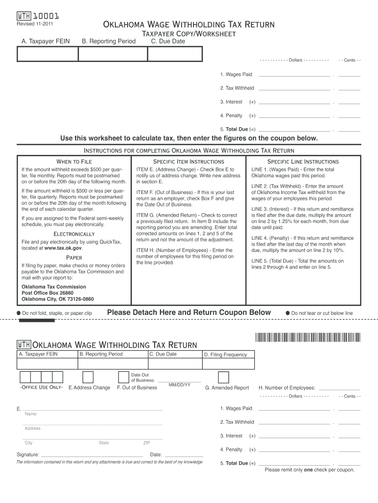Oklahoma Withholding Tax for Form Fill Out and Sign Printable PDF