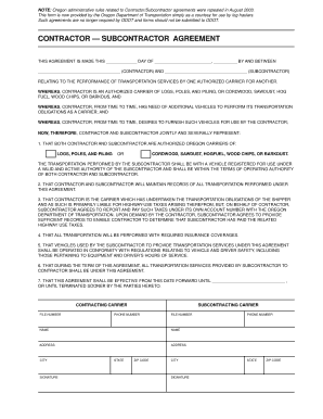 Subcontractor Agreement  Form