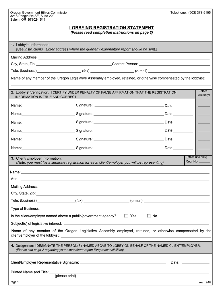  Foreign Registration Statement Oregon 2009-2024