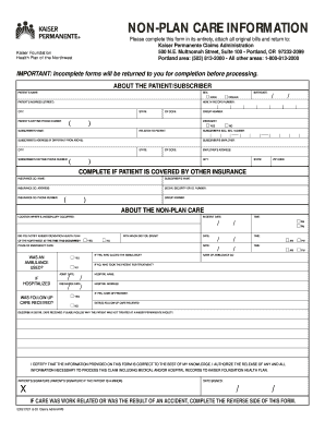  NON PLAN CARE INFORMATION Oregon 2015