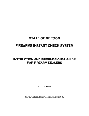 STATE of OREGON FIREARMS INSTANT CHECK SYSTEM Oregon  Form