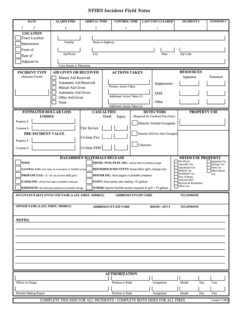  Incident Field Notes 2002-2024