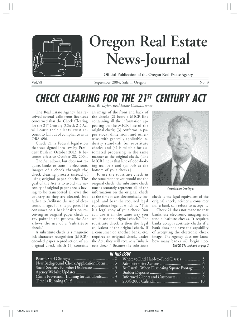 Oregon Real Estate News Journal Periodical Oregon  Form