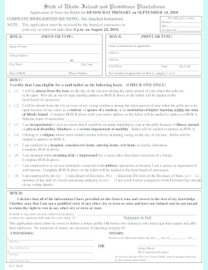 Instructions for Completing the Attached Mail Ballot Application  Form