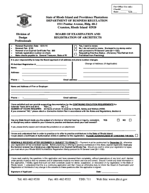 Architect Biennial Renewal Application Boards for Design  Form