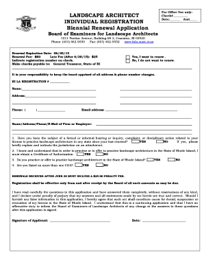 LANDSCAPE ARCHITECT INDIVIDUAL REGISTRATION Biennial  Form