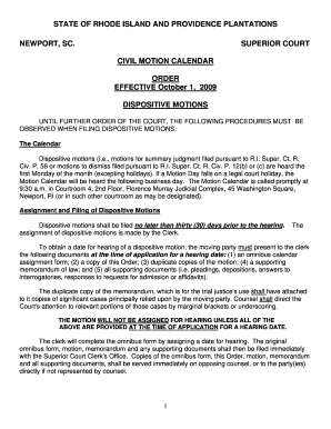 Civil Motion Order Effective October Rhode Island Judiciary Courts Ri  Form