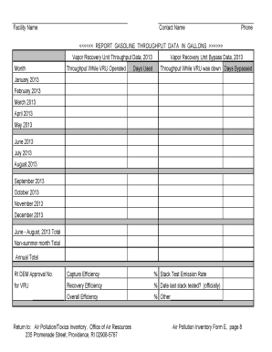 RIDEMAir Resources Inventory Form E8 Vapor Recovery Unit Data Dem Ri