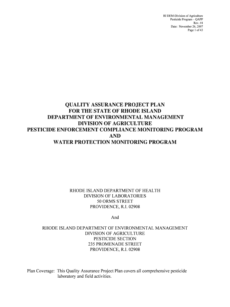 Ground Water Sampling Procedures Rhode Island Department of  Form