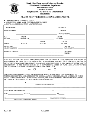 Division of Professional Regulation ALARM AGENT IDENTIFICATION  Form