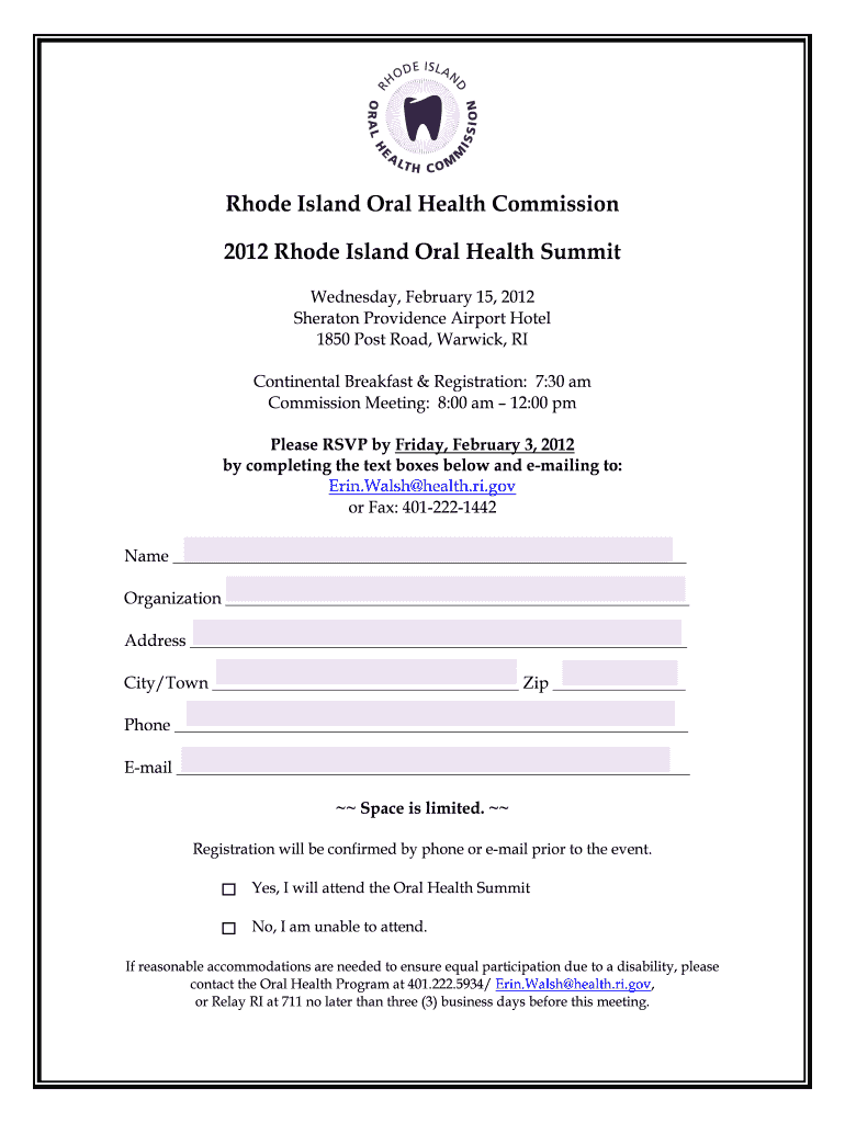 Rhode Island Oral Health Commission Rhode Island Oral Oralhealth Ri  Form