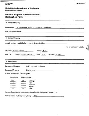 United States Department of the Interior National Park Service Preservation Ri  Form