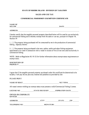 Commercial Fishermen Exemption Certificate DOC Tax Ri  Form