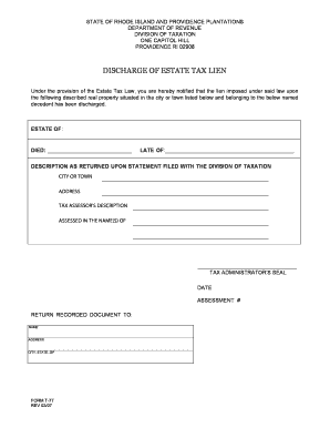  Rhode Island Inheritance Tax Waiver Form 2007