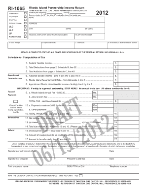 Rhode Island Partnership Return  Form