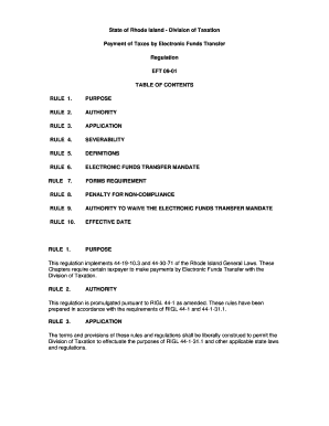 Division of Taxation Payment of Taxes by Electronic Funds Transfer  Form