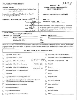 Example Application for a Class C Charter Certificate from Example Application for a Class C Charter Certificate from John Doe D  Form