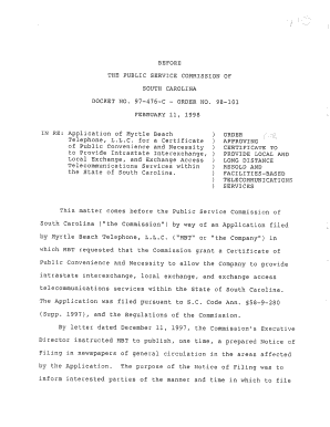 BEFORE BEFORE the the PUBLIC PUBLIC SERVICE SERVICE COMMISSION CONNISSION of of SOUTH SOUTH DOCKET DOCKET NO Dms Psc Sc  Form