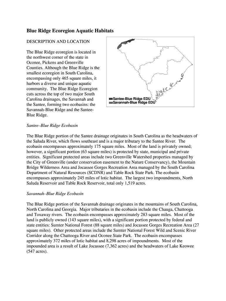 Blue Ridge Ecoregion Aquatic Habitats  Form