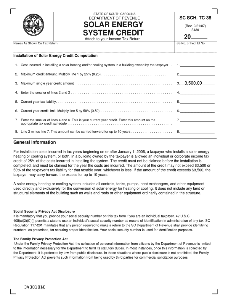 Get and Sign Sc Tc 38  Form 2007