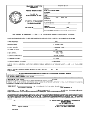 Town of Moncks Corner Business License  Form