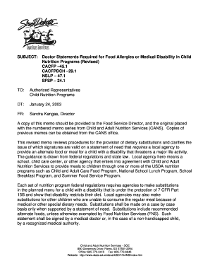 CACFP Department of Education  Form