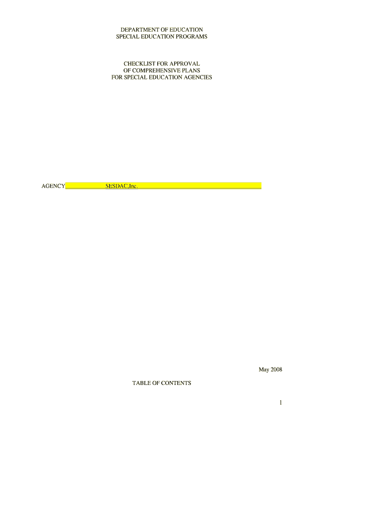 DEPARTMENT of EDUCATION SPECIAL EDUCATION PROGRAMS Doe Sd Form