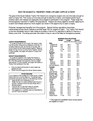 South Dakota Proud Angler  Form