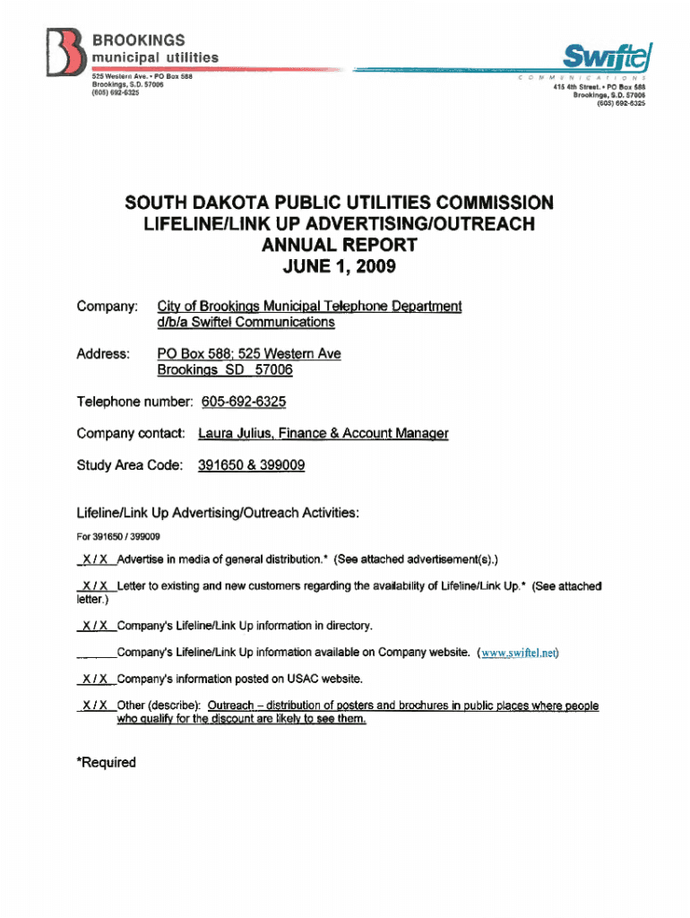 SOUTH DAKOTA PUBLIC UTILITIES COMMISSION LIFELINELINK  Form