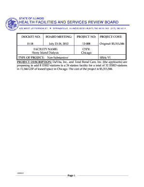 H 18 Stony Island Dialysis, Chicago 12 008 Illinois Health Hfsrb Illinois  Form