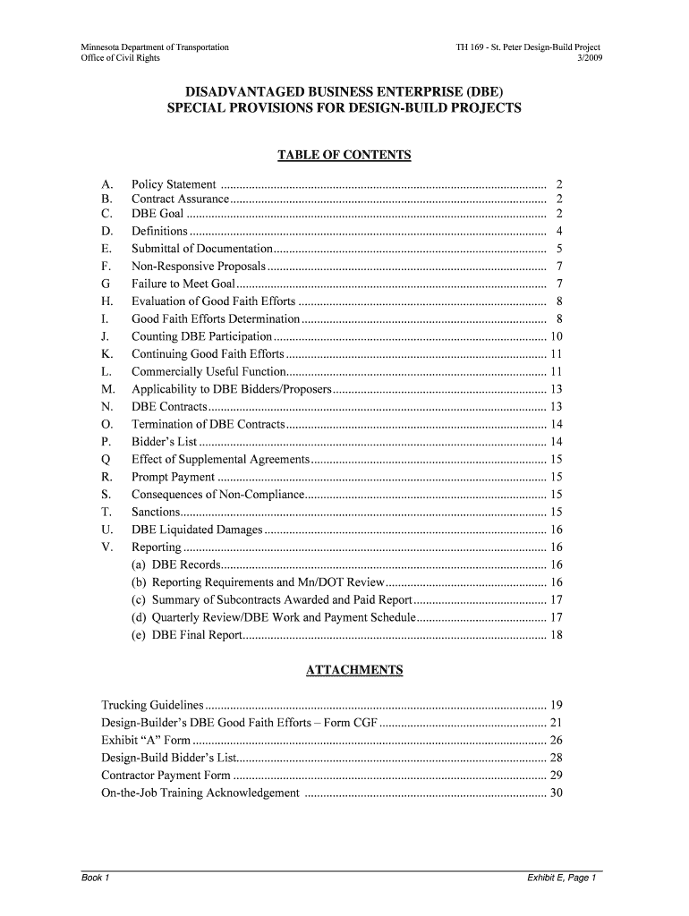 DISADVANTAGE BUSINESS ENTERPRISE DBE  Form