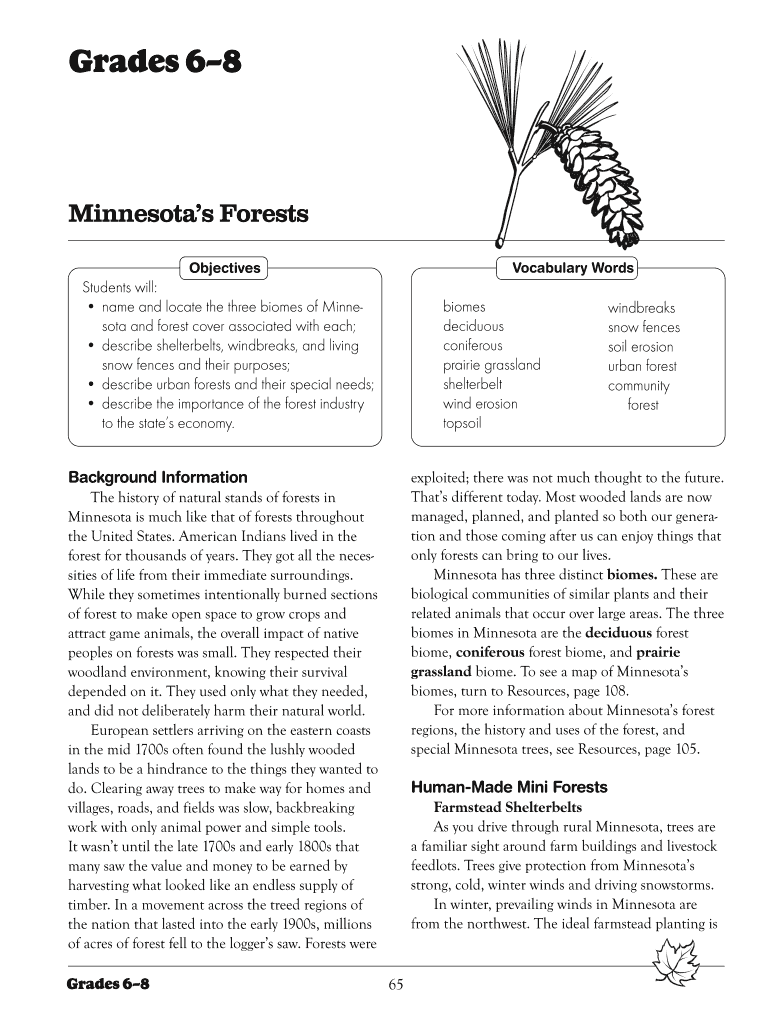 Grades 6 8 Minnesota Department of Natural Resources Files Dnr State Mn  Form