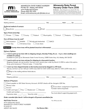 State Forest Nursery Seedling Order Form Files Dnr State Mn