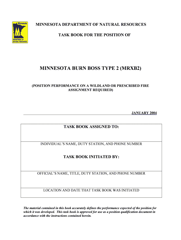 MN Burn Boss Type 2 MRXB2task Book DOC  Form