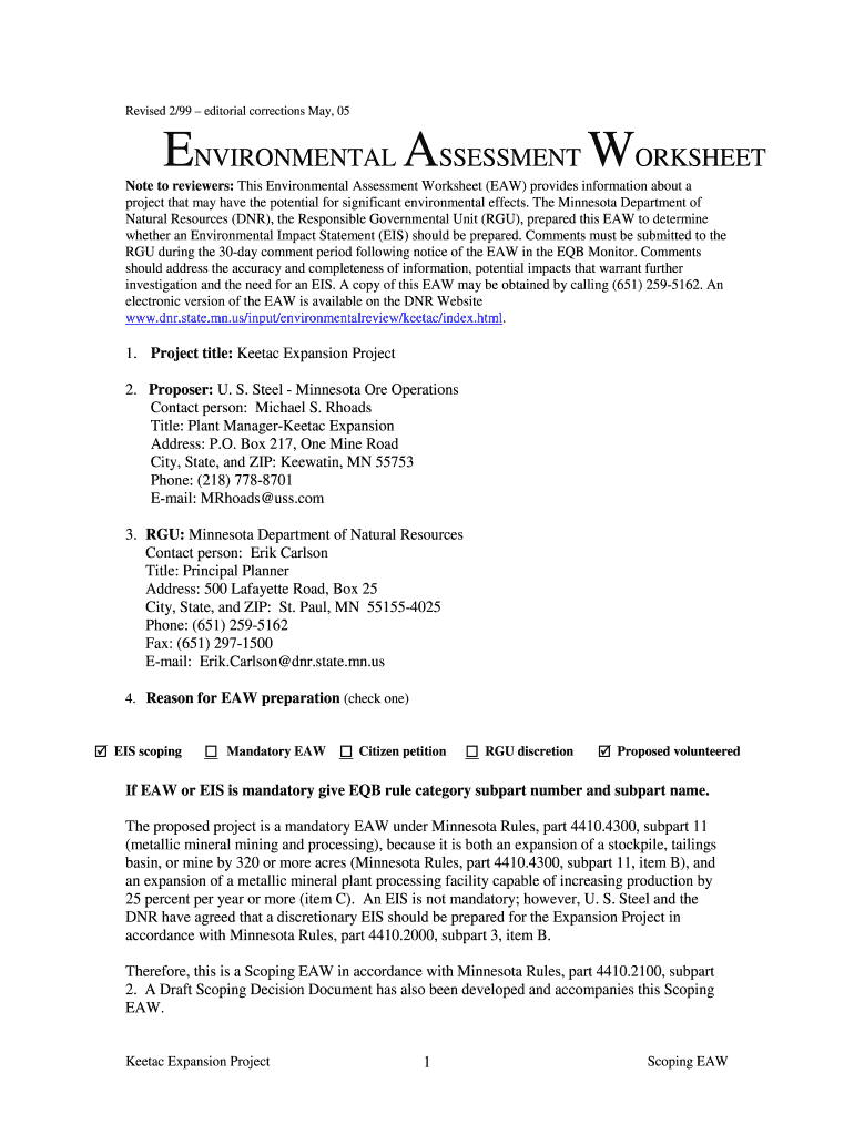 Keetac EAW Submittal DNR Final 090208 DOC  Form