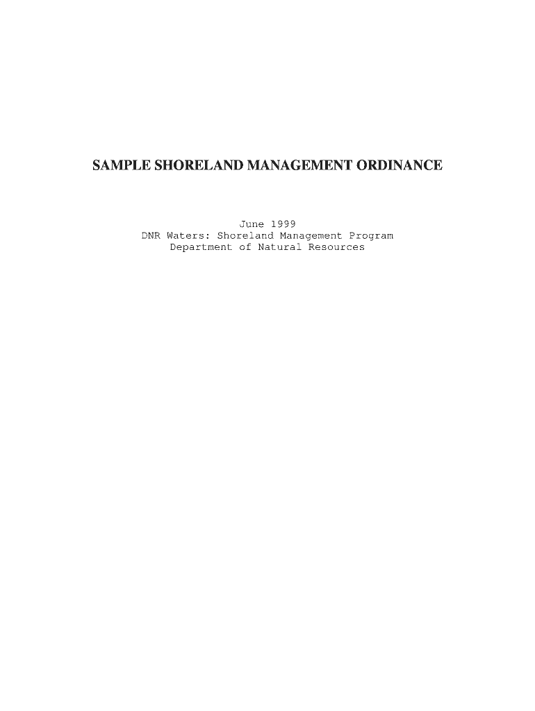Sample Shoreland Management Ordinance Minnesota Department Files Dnr State Mn  Form