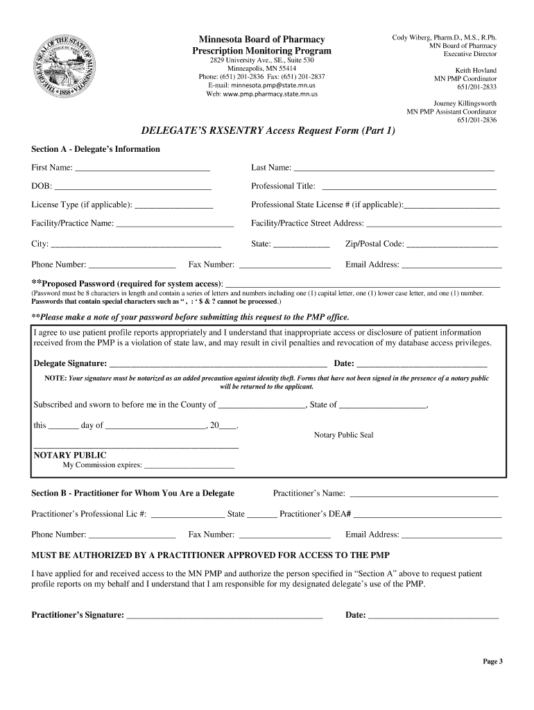Delegate&#039;s Requesting Patient Profiles Minnesota Prescription  Form